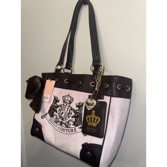 New Juicy Couture Classic Scottie Dogs Daydreamer Viral Tote Shoulder Bag Pink - Picture 2 of 5
